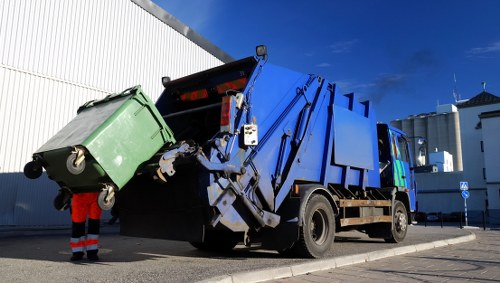 Demolition site with organized waste removal
