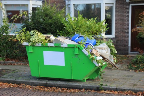 Various types of construction debris ready for disposal